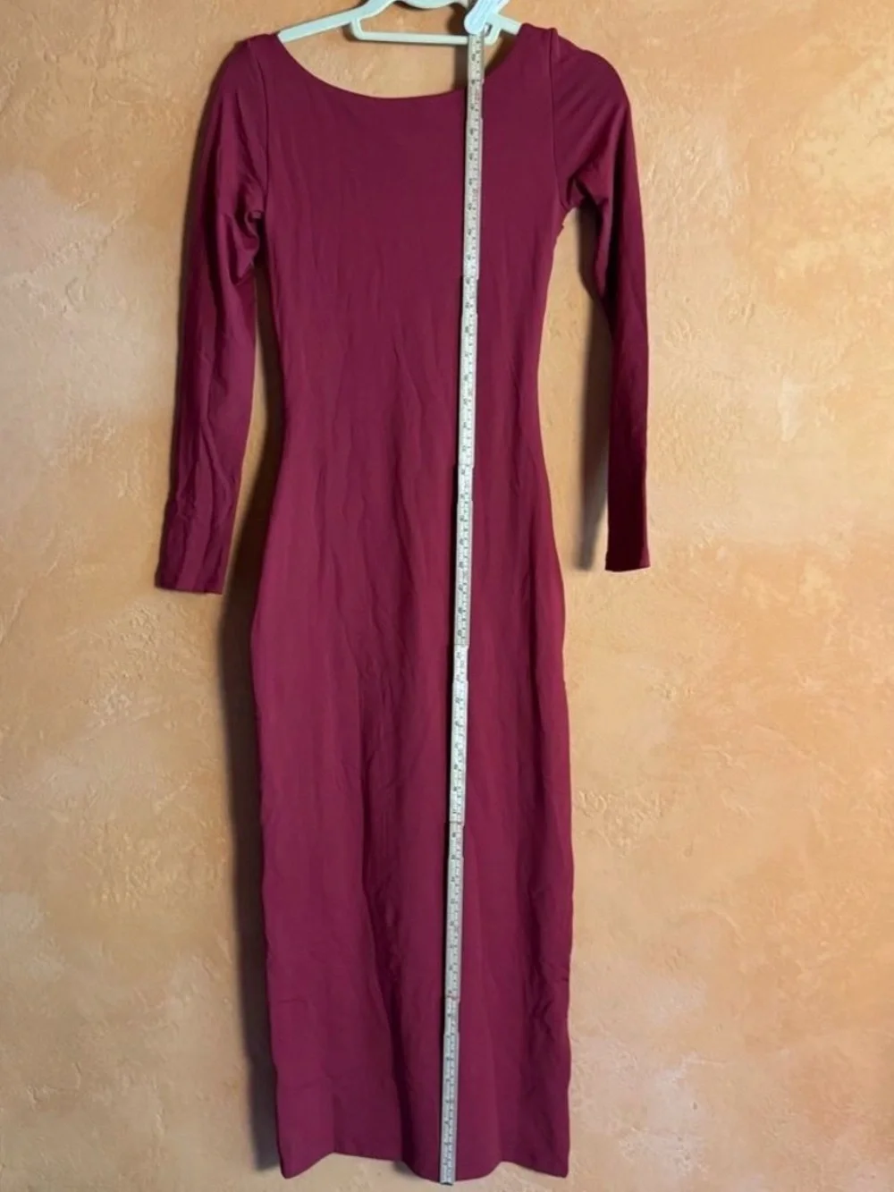 Aritzia Contour Long Sleeve Twist Front Maxi Dress Burgundy/ Cordovan